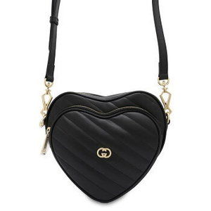 Gucci Shoulder Bag Interlocking GG Heart Leather Black